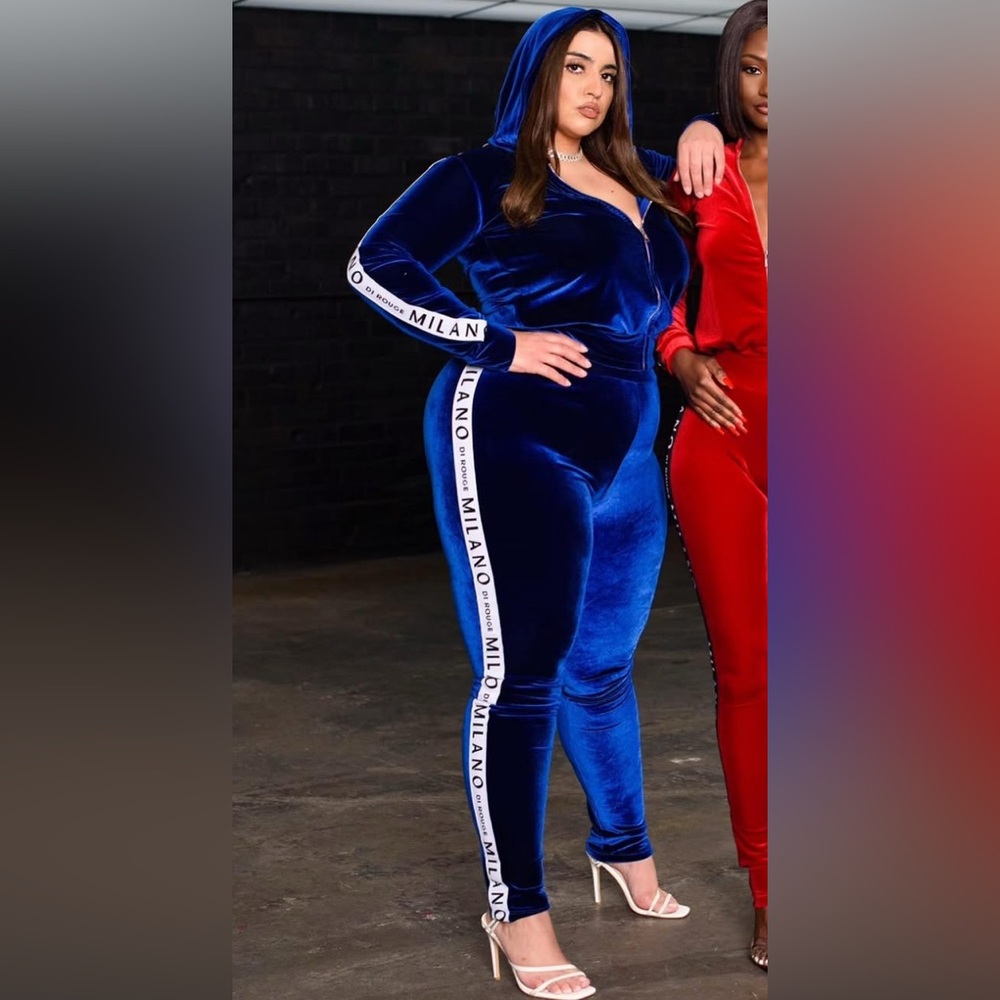 Milano di rouge suski Blue Velvet Tracksuit size large both top and bottom